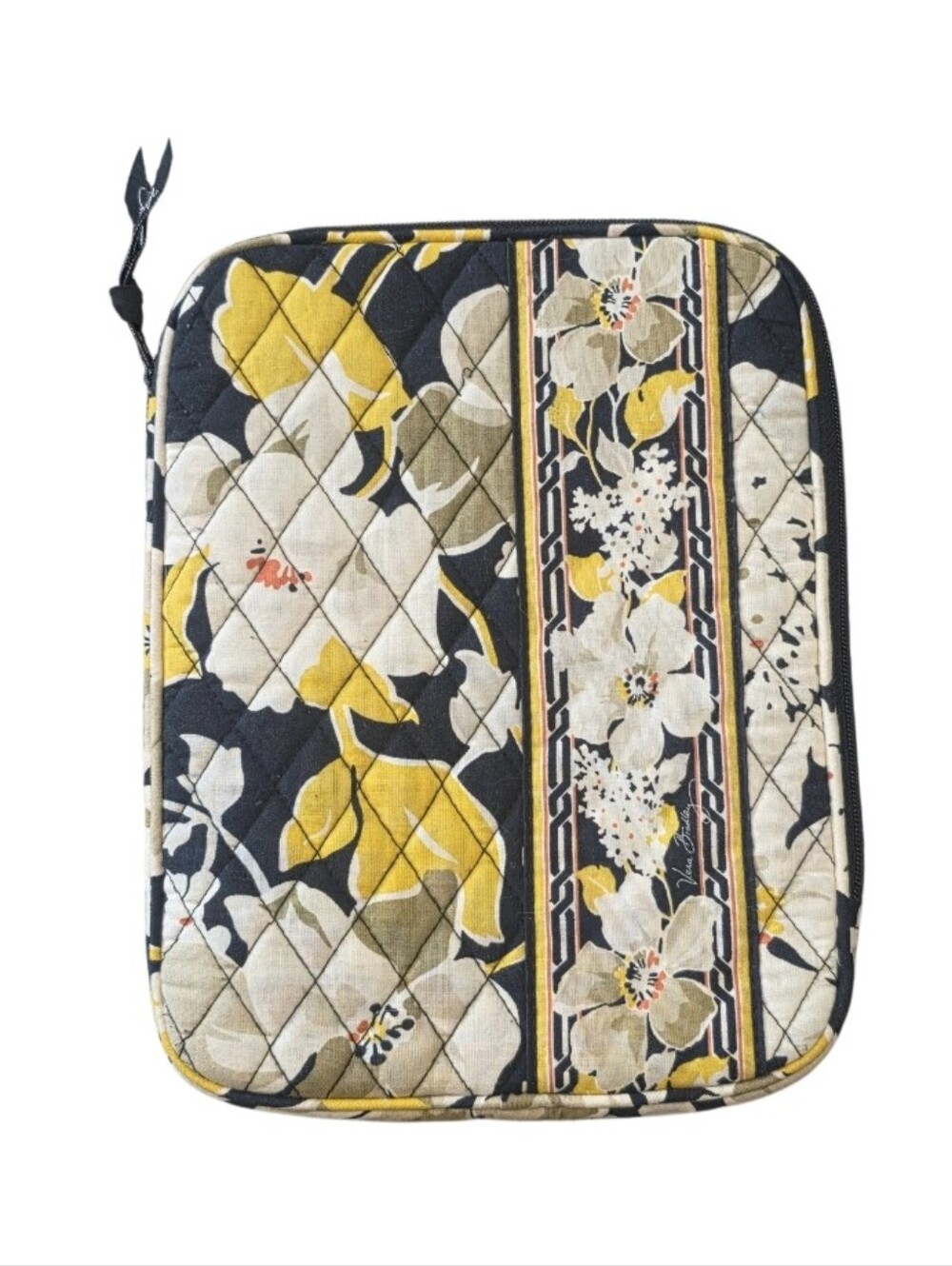 Vera Bradley Dogwood Print Cushioned Ipad Notebook Case Yellow Black Floral